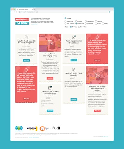 National Children’s Bureau Learn Equality Live Equal virtual display board desktop design